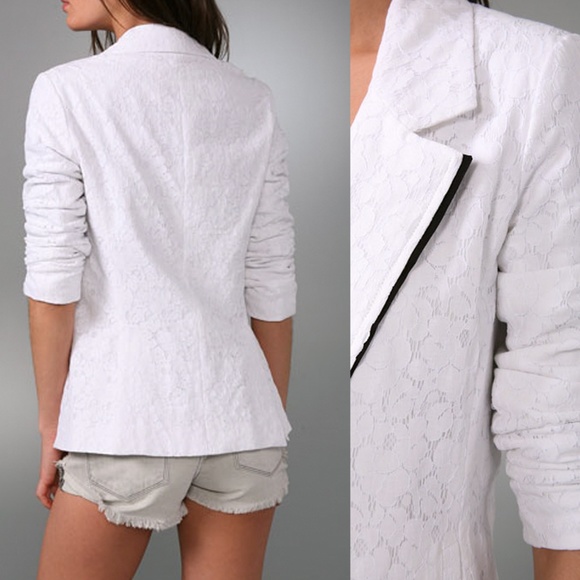 PENCEY Ivory Lace with Black Bow Open Front Blazer NWT Size 2 - Picture 7 of 7